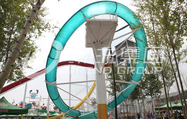 Aqua Park Equipment Fiberglass Pool Slide With Galvanized Carbon Steel Frame for Outdoor / Indoor Water Park