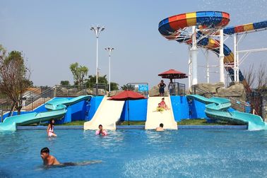 Customized 3 Riders Kids' Water Slides Aqua Park Equipment , Pink / Orange / Blue
