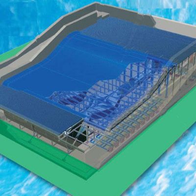 OEM Flowrider Sörf Simülatörü, 65kw Su Pompası ve Su Parkları İçin Yumuşak Güçlü PVC ile 15.3m*9.3m