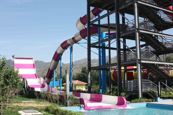 Outdoor Custom Water Slides , Amusement Park Boomerang Aqua Slide For 2 People