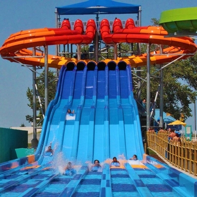 Aqua Park için Cazip Kelebek Yarış Fiberglas Su Slaytlar Galvaniz Karbon Çelik Çerçeve