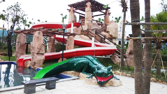 Customized Color Spiral Fiberglass Water Slides Galvanized Carbon Steel Frame