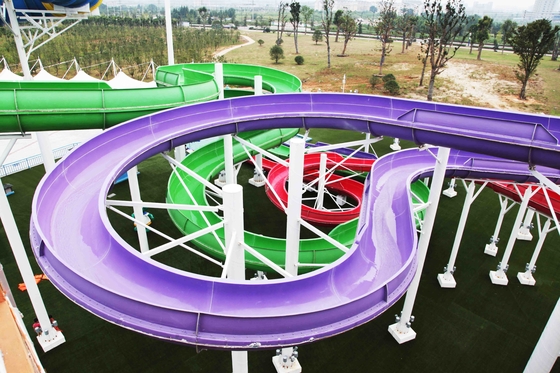 Fun Outdoor Adult Fiberglass Water Slides CE , Customized Length for Water Park