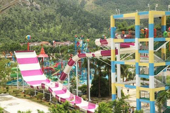 Custom Big Water Slides , Amusement Park Boomerang Aqua Slide For 2 People in Water Park