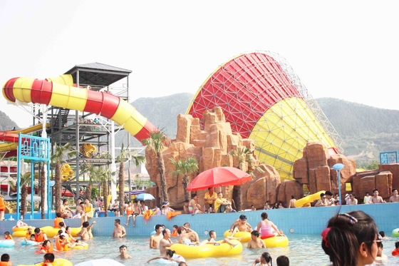 Giant Water Park Fiberglass Water Slides Galvanized Carbon Steel Supporting