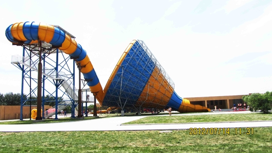 Giant Water Park Fiberglass Water Slides Galvanized Carbon Steel Supporting