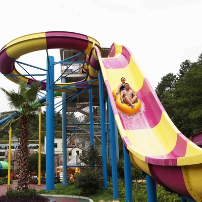 stainless steel / fiberglass Water Slides Floor space 17 * 40m
