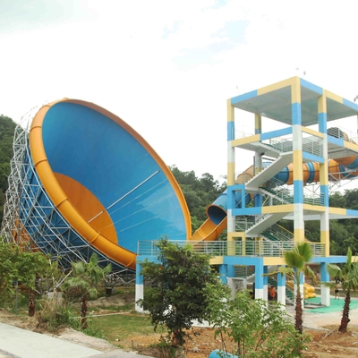 Giant Water Park Fiberglass Water Slides Galvanized Carbon Steel Supporting