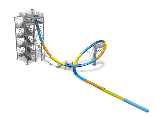Aqua LoopBody Slide Aqua Park Fiberglass Water Slides , Platform Height 16m