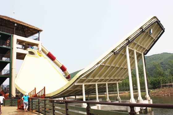 Giant Aqua Park Equipment Fiberglass Swing Water Slide for double interactive water fun