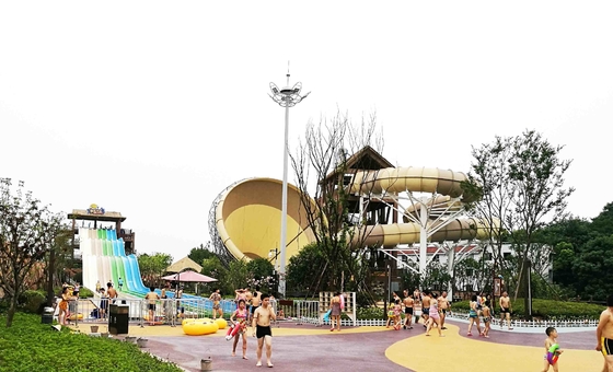Tornado Fiberglass Commercial Family Water Slide For Water Park , 42*70m Floor space