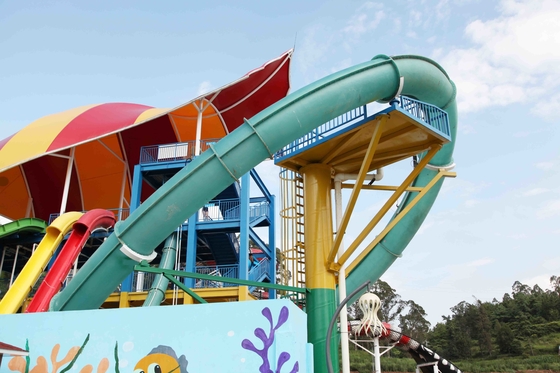 Aqua Park Water Slide Games , Aqua Loop Body Fiberglass Slides For Pools
