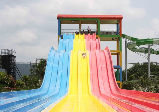 Oragne Outdoor Water Slides Common Aqua Park Facility With Raft Slide