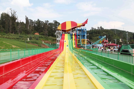 OEM 3 Lanes Commercial Fiberglass Water Slides for Water Attractions