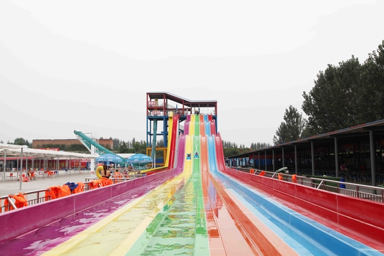 Stainless Steel Fiberglass Water Slides With Rainbow Color For Kids / Adults in Water Park