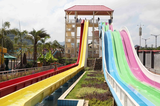 Stainless Steel Fiberglass Water Slides With Rainbow Color For Kids / Adults in Water Park
