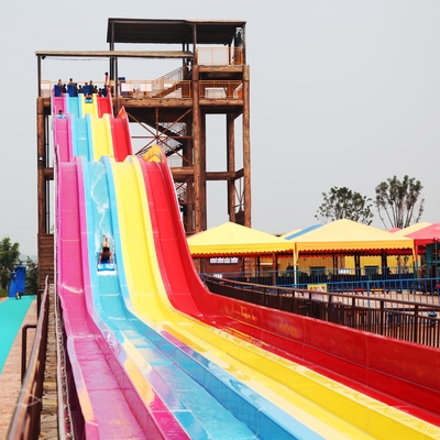 Classic Multi Slides Fiberglass Water Slides At Water Parks in Red Yellow Blue