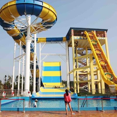 304 Stainless Steel Fiberglass Water Slides / Water Park Slides 13m Platform Height / Customized Water Park Equipment