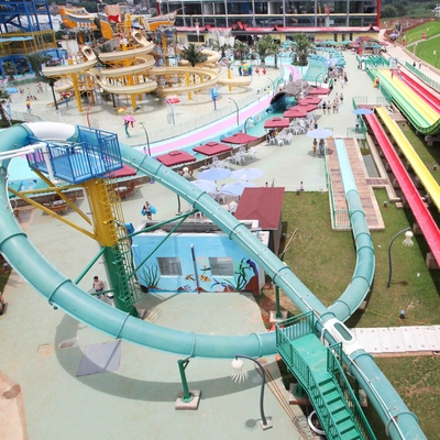 Aqua Park Water Slide Games , Aqua Loop Body Fiberglass Slides For Pools