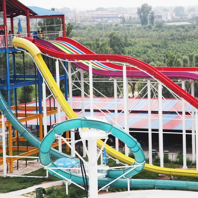 Customized Exciting Aqua Park Fiberglass Water Slides , Platform Height 16m For Adults