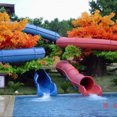 Popular Dual Tracks Open Close Style FRP Body Custom Water Slides