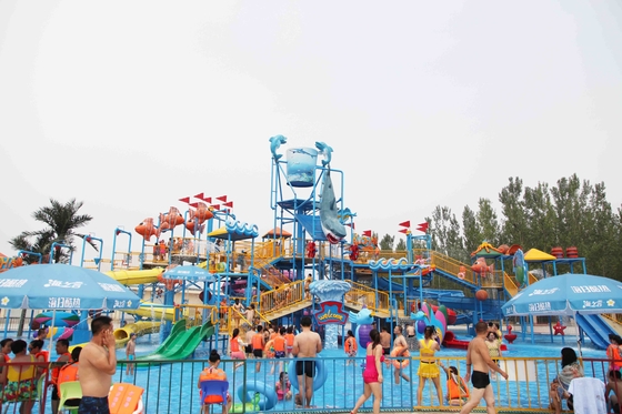 Amusement Water Fortress with Adult Water Slide / Children Waterslide