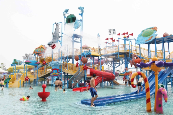 Pirate Ship Water Theme Park Aqua Playground With Steel Structure