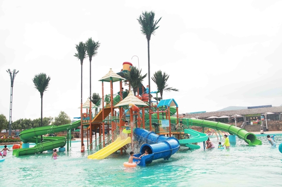 Customized Childrens Water Park , Fiberglass Water Slides Entertains More Than 400 Guests