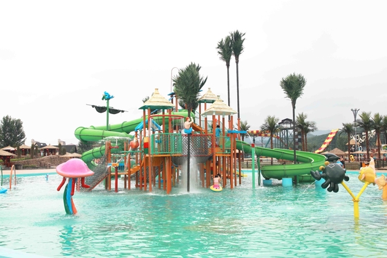 Customized Childrens Water Park , Fiberglass Water Slides Entertains More Than 400 Guests
