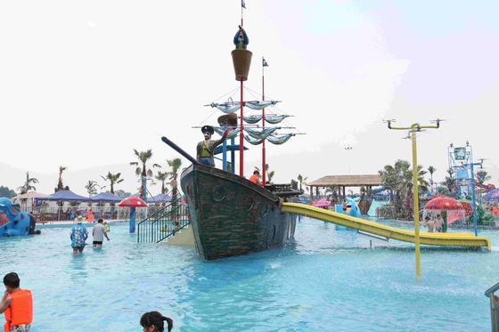 Customized Fiberglass Pirate Ship / Strong Aqua Splash Water Park Equipment