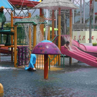 Customized Fiberglass PVC Spray Aqua Park Equipment Cartoon Mushroom Shaped