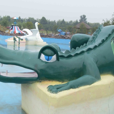 Small Fiberglass Water Pool Slides For Kids , Water Park Equipment Crocodile Slide