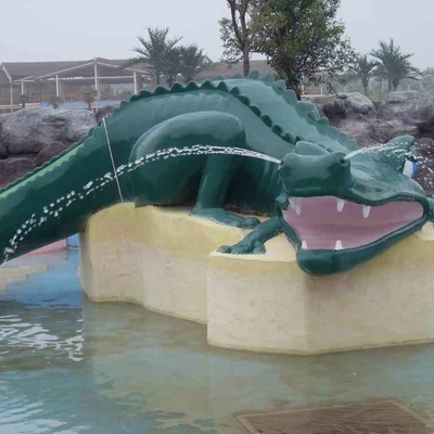 Small Fiberglass Water Pool Slides For Kids , Water Park Equipment Crocodile Slide