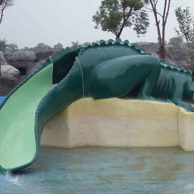 Small Fiberglass Water Pool Slides For Kids , Water Park Equipment Crocodile Slide