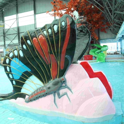 Indoor Water Playground Equipment Kids Water Pool Slides Butterfly Fiberglass
