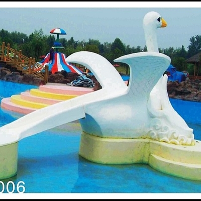 Kids Small Cartoon Swan Fiberglass Water Pool Slides For Aqua Park / Swimming Pool