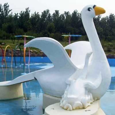 Kids Small Cartoon Swan Fiberglass Water Pool Slides For Aqua Park / Swimming Pool