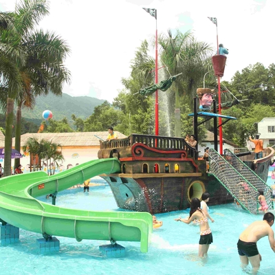 Fiberglass Aqua Play Water Park Equipment , Pirate Ship Kids Water Slides