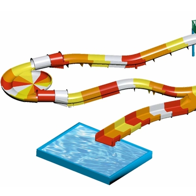 Fiberglass Çocuk Su Roller Coaster Kaydırıcılar Açık Havuz Su Kaydırıcı Aile için Güvenlik Yüksekliği Sarı