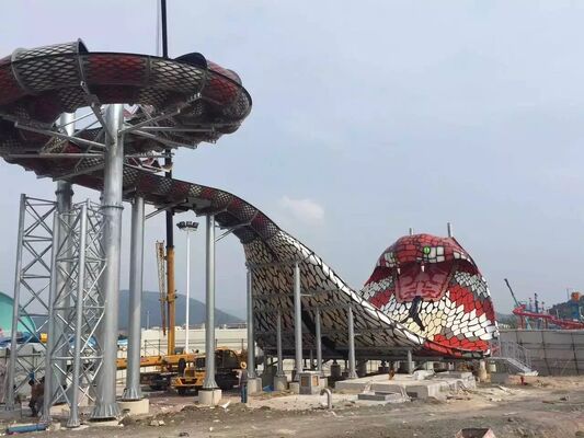 16.4m Platform Yüksekliği, 480 Kişi Kapasiteli ve Sıcak Daldırma Galvanizli Çelik Yapılı Kral Kobra Fiberglas Su Kaydırağı