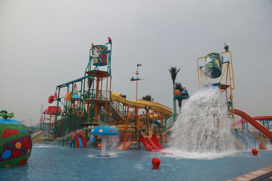 Super Water Play Structure with Hand-laid Fiberglass Flume and Hot-dip Galvanized Steel Structure for Turnkey Support
