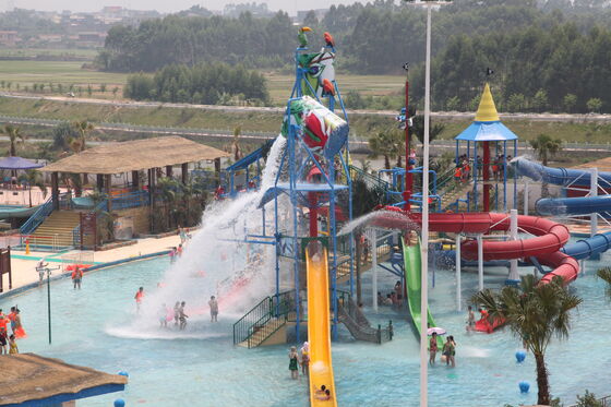 Super Water Play Structure with Hand-laid Fiberglass Flume and Hot-dip Galvanized Steel Structure for Turnkey Support