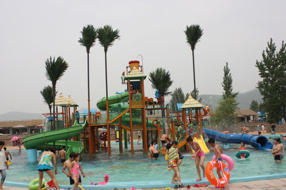 Medium Water Play Structure with Hand-laid Fiberglass Flume and Hot-dip Galvanized Steel Structure for Water Park Equipment with Turnkey Support