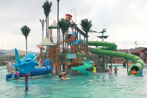 Medium Water Play Structure with Hand-laid Fiberglass Flume and Hot-dip Galvanized Steel Structure for Water Park Equipment with Turnkey Support
